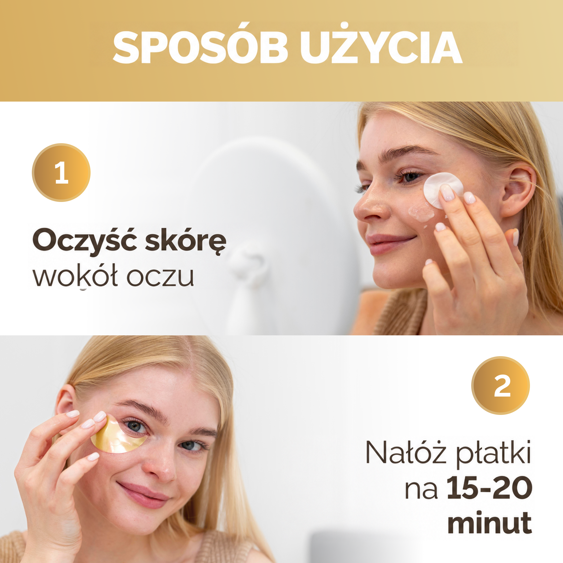 Złote płatki pod oczy na opuchliznę i cienie