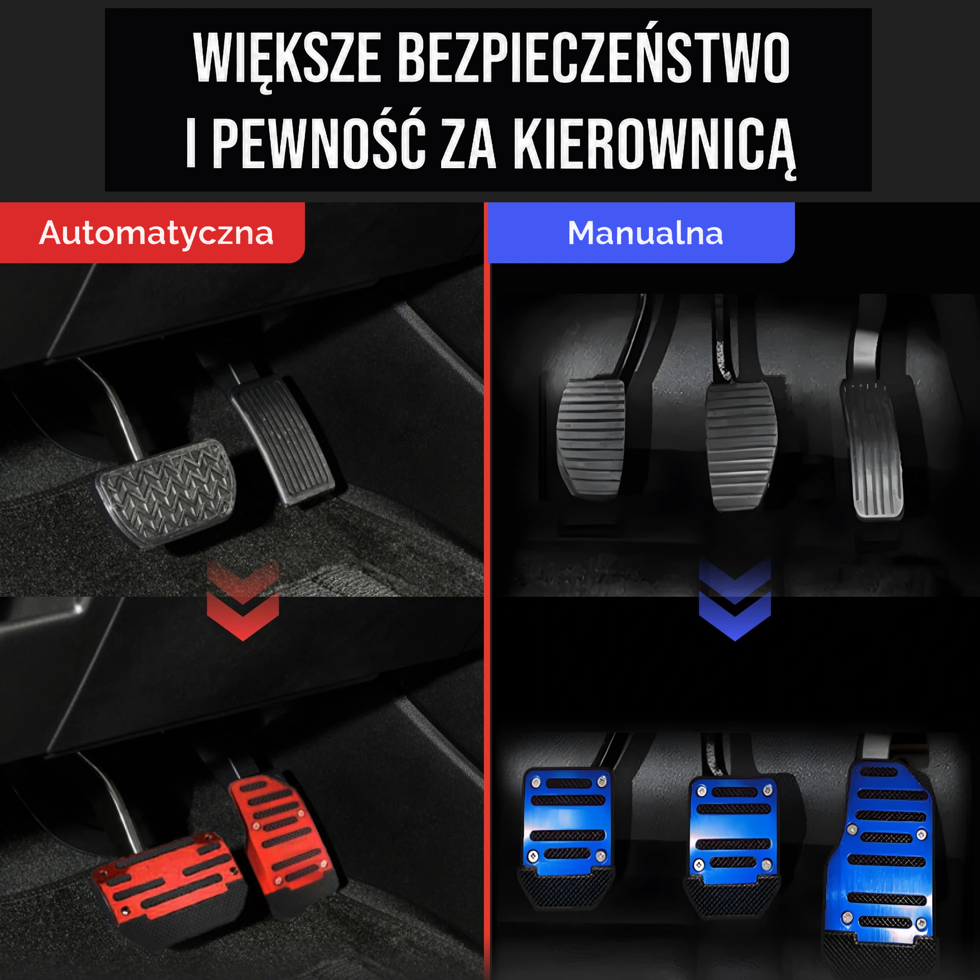 Antypoślizgowe nakładki na pedały samochodowe - GripMax